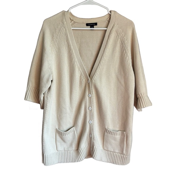 Lands End Cream Colored Button Front Cardigan Women’s Size XL - Picture 1 of 10